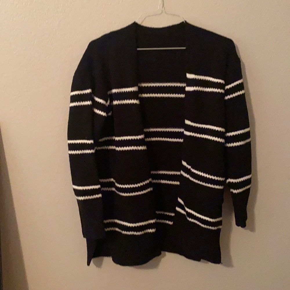 Black & White Striped Cardigan